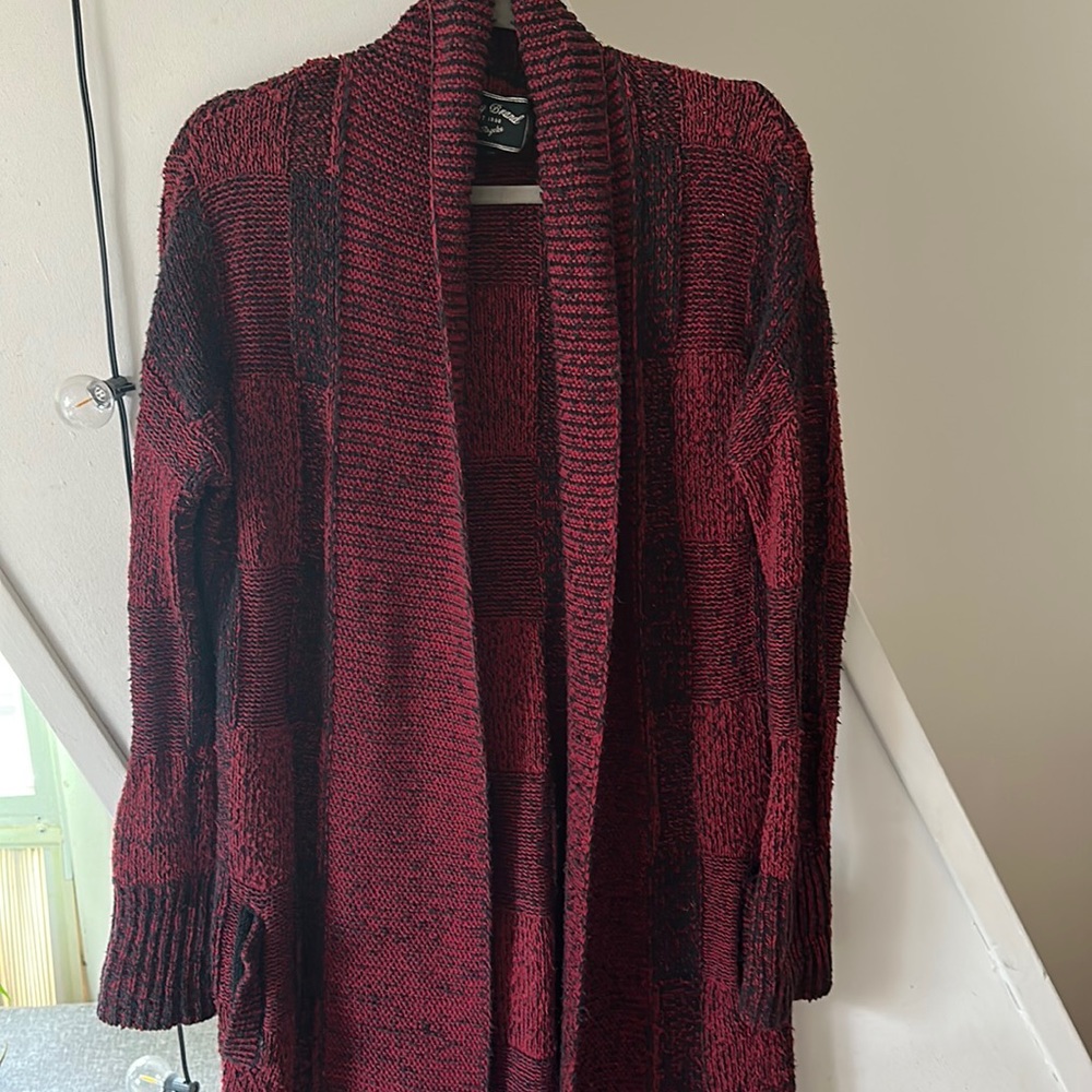 Lucky Brand Buffalo check long cardigan size small